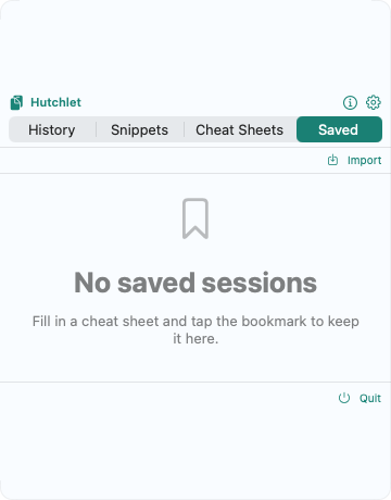 Saved sessions