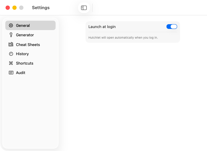 Shortcuts settings